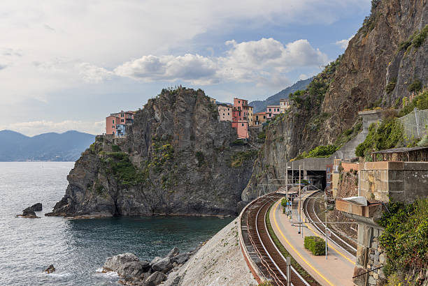 Cinque Terre Ligurian coast view from sea